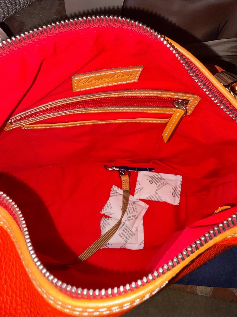 Dooney & Bourke Patterson Pebble Leather Paige Sac in orange/clementine